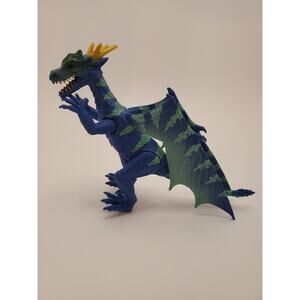 Kid Galaxy poseable Dragon Action figure Blue And aqua Gold Horns